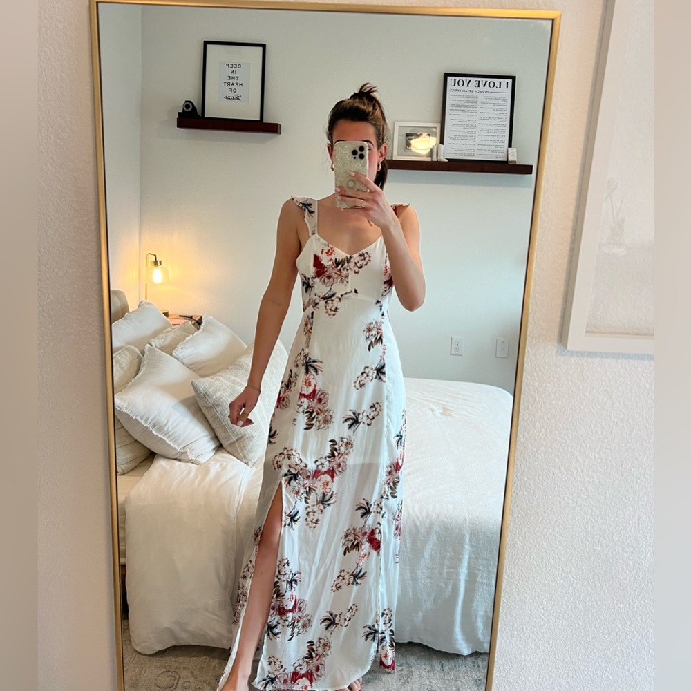 White flutter sleeve maxi dress